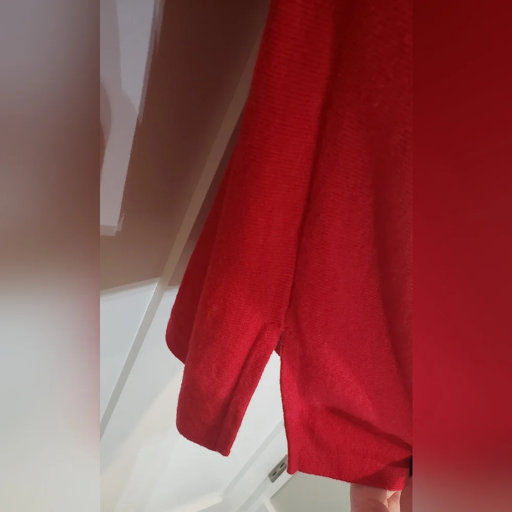 J Jill Tunic Red Long Sleeve Soft Stretchy Large Cotton Viscose Nylon